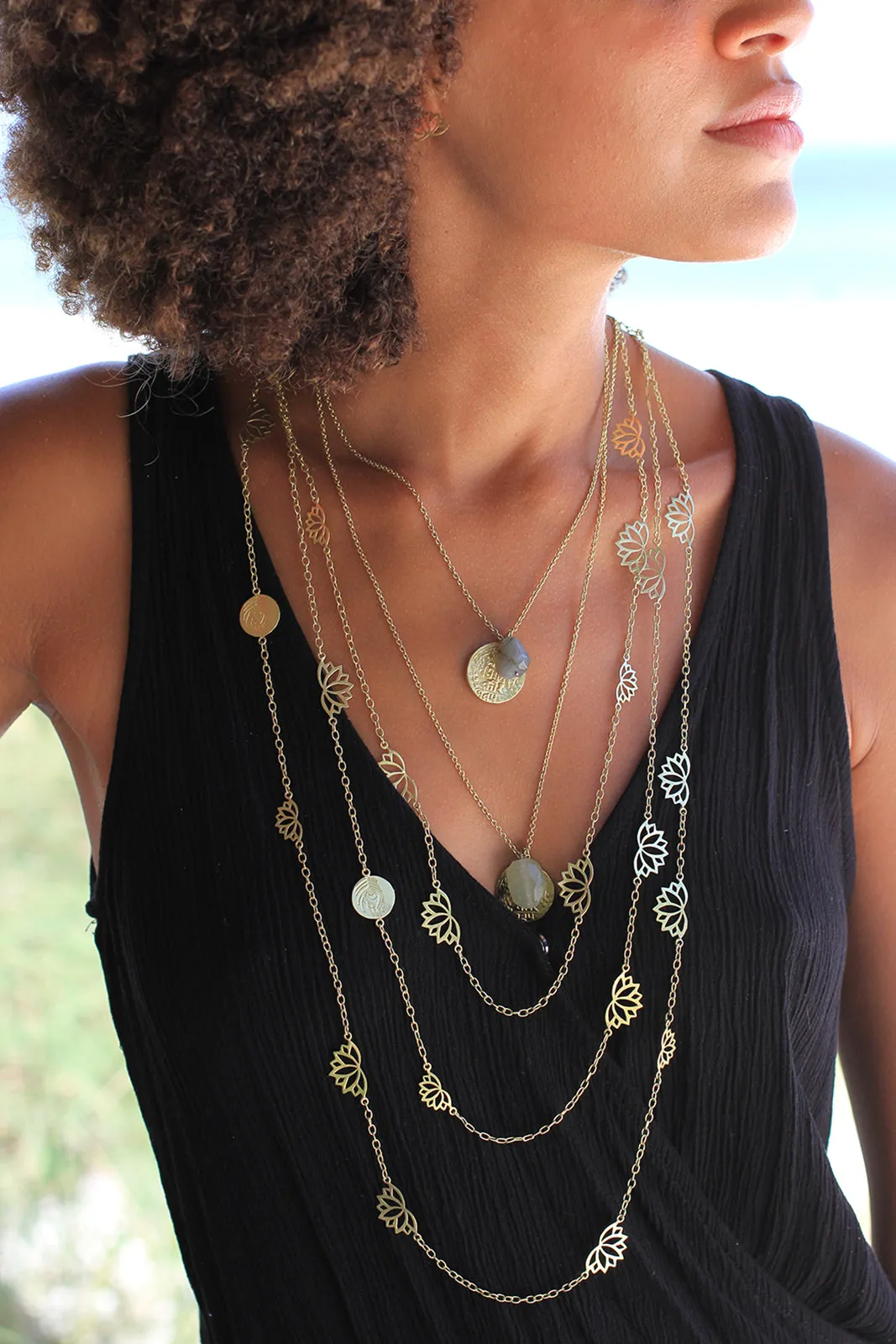 Gold Plated Lotus Flower Necklace