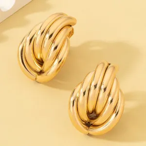 Gold Retro Clip on Earrings