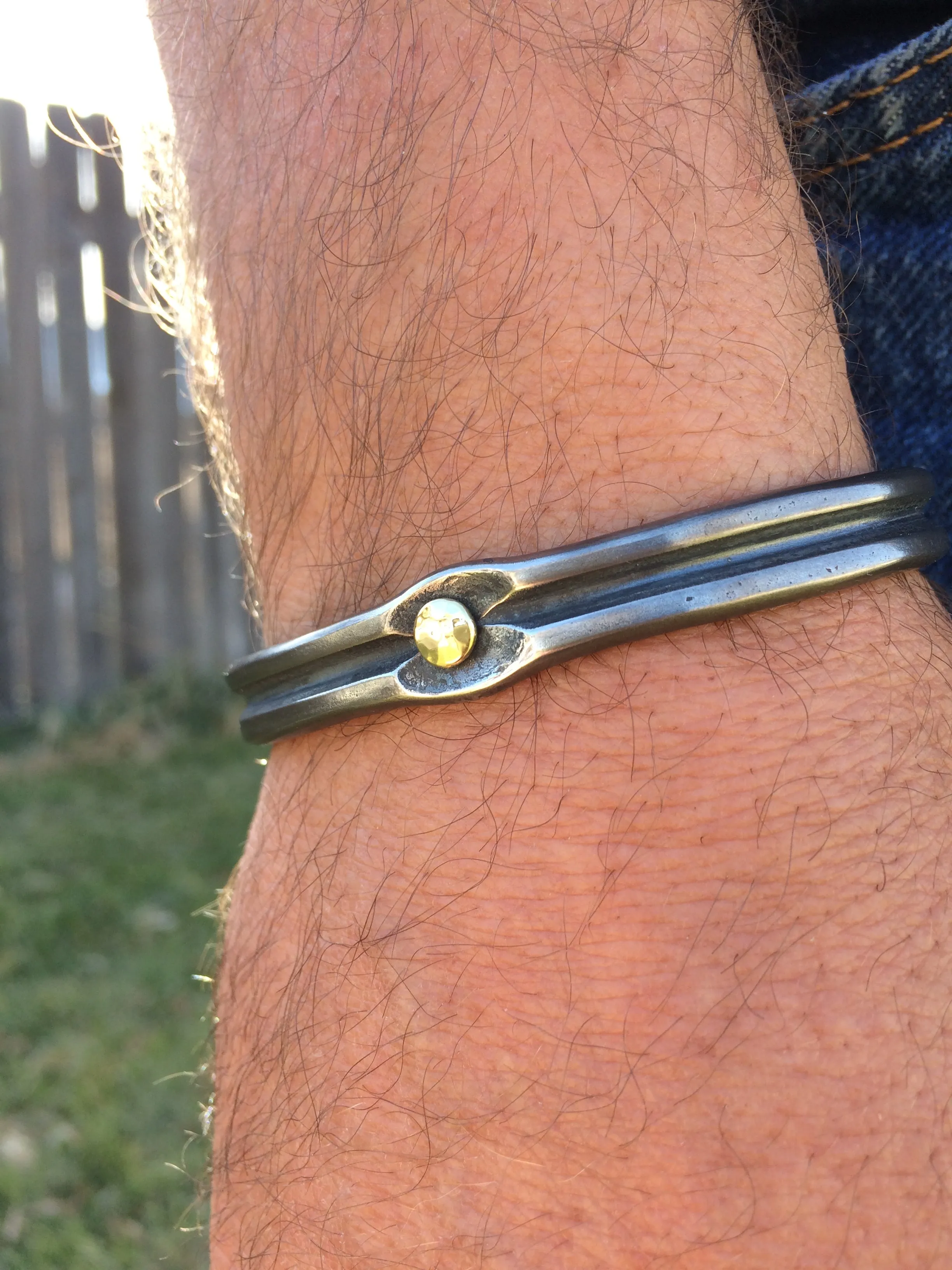 Gold Rivet Cuff Bracelet: Men & Women