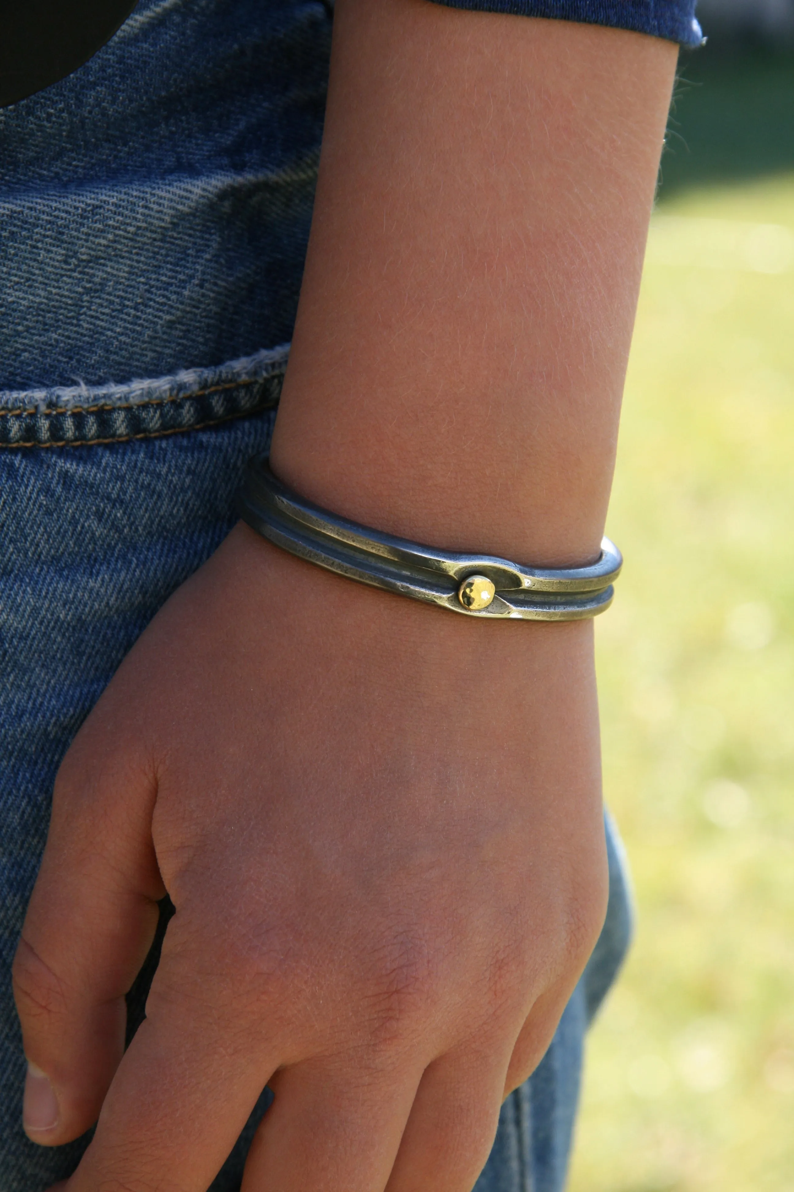 Gold Rivet Cuff Bracelet: Men & Women