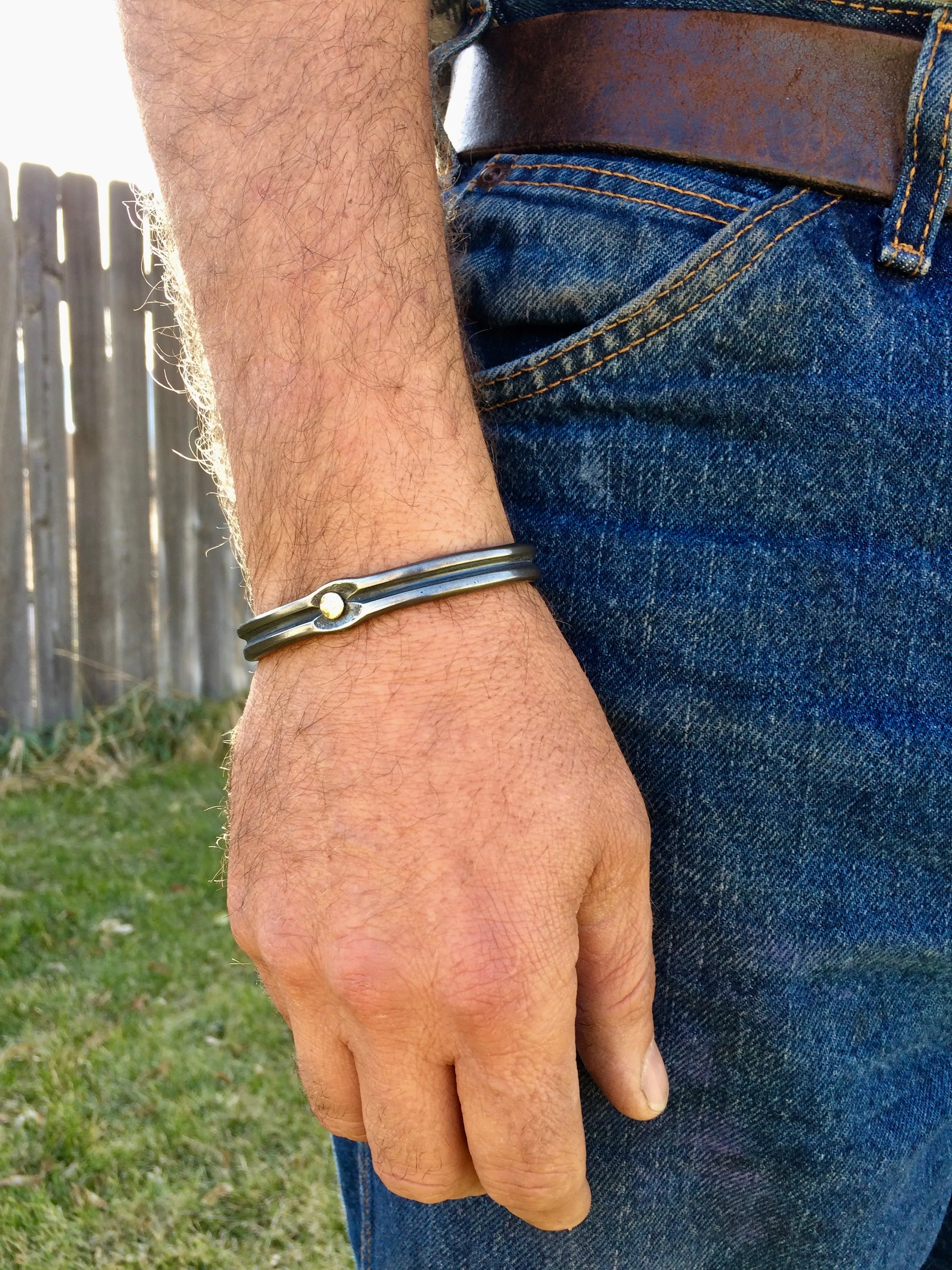 Gold Rivet Cuff Bracelet: Men & Women