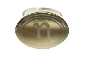 Gold Toned Etched Oval Greek Letter Eta Pendant Adjustable Size Fashion Ring