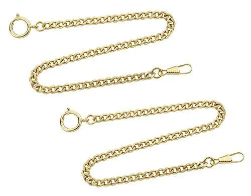 Gotham Set of Two Gold-Tone Pocket Watch Chains Fob Curb Link 14" # GWCGTLCHAIN-2SET