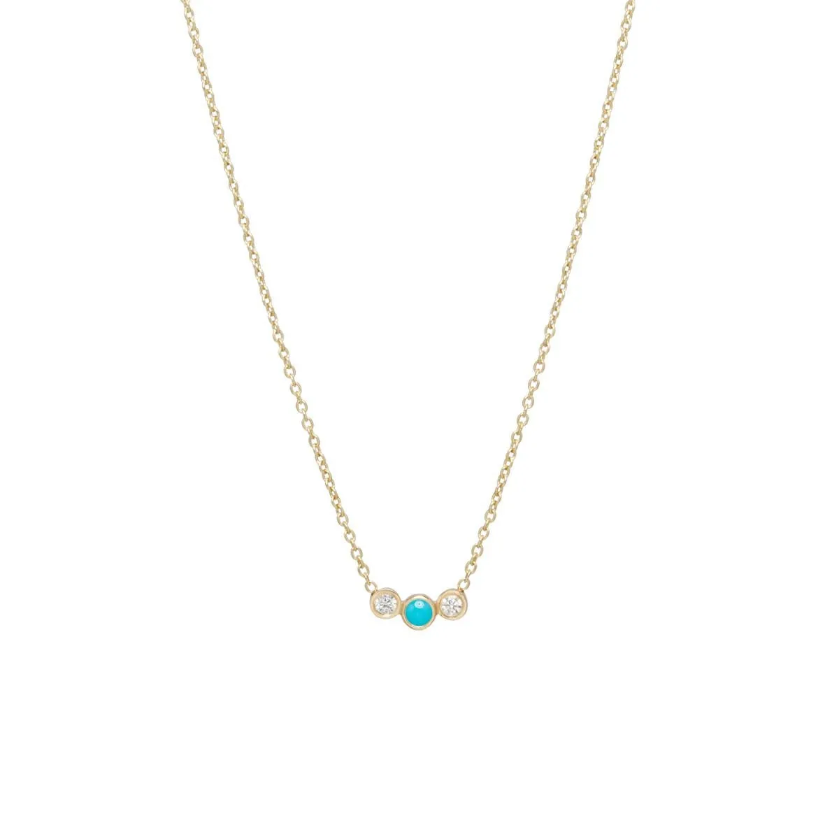 Graduated Bezel Diamond & Turquoise Necklace