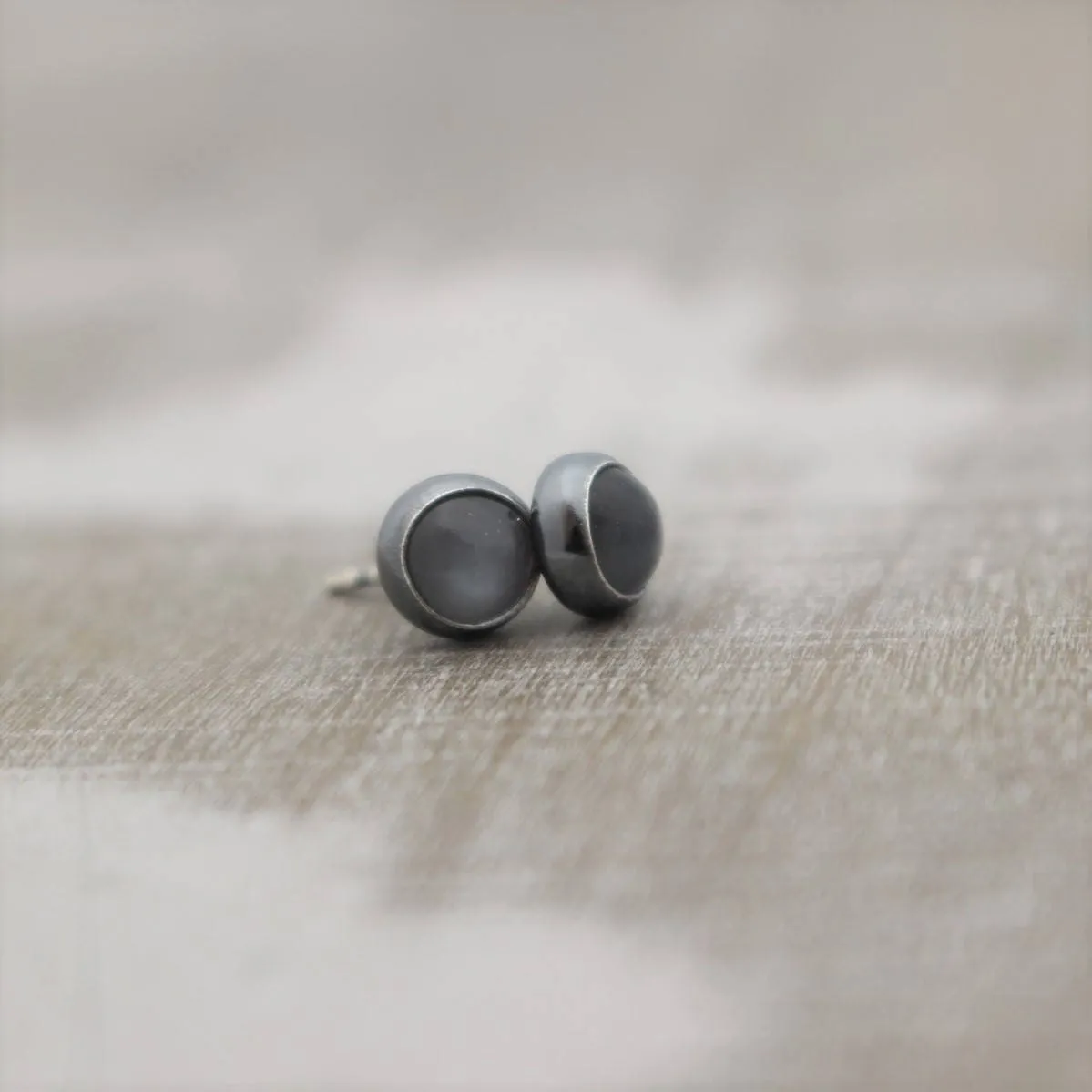 Gray Moonstone 6mm Earrings