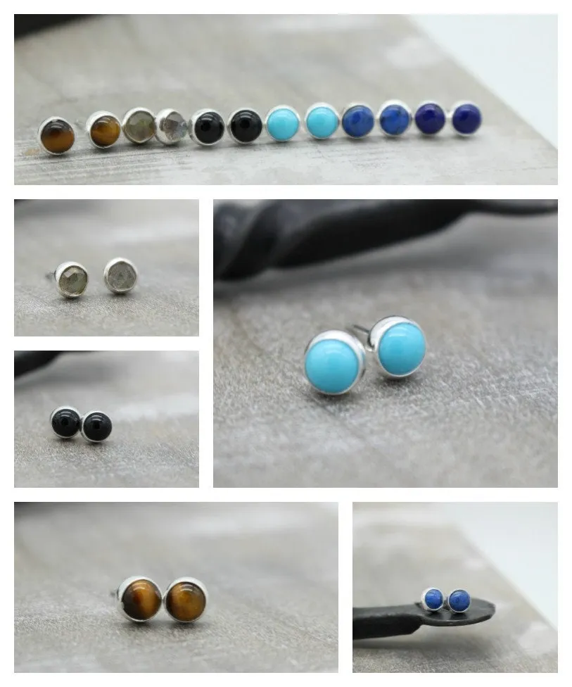 Gray Moonstone 6mm Earrings