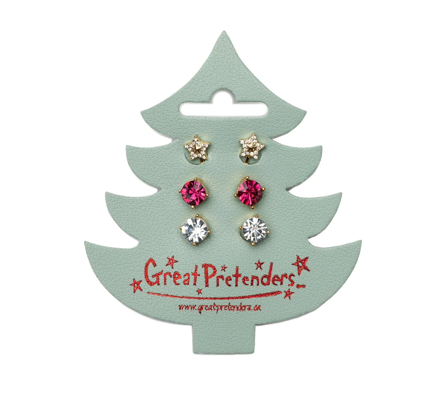 Great Pretenders Holiday Pleather Tree Clip on Earring Set
