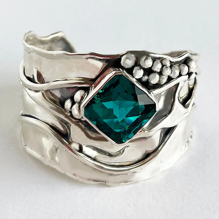 Green Amethyst is Sterling Silver Cuff
