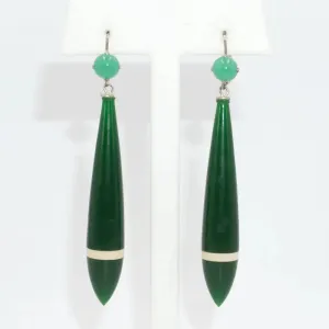 Green Galalith Earrings with Cream Stripe