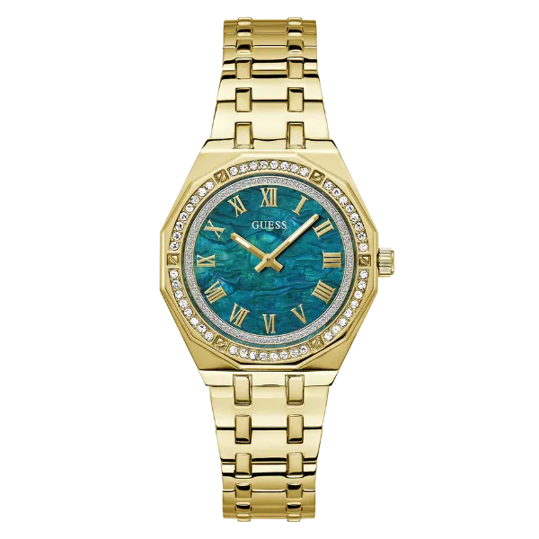 Guess Desire Gold Stainless Steel Green Dial Quartz Watch for Ladies - GW0770L2