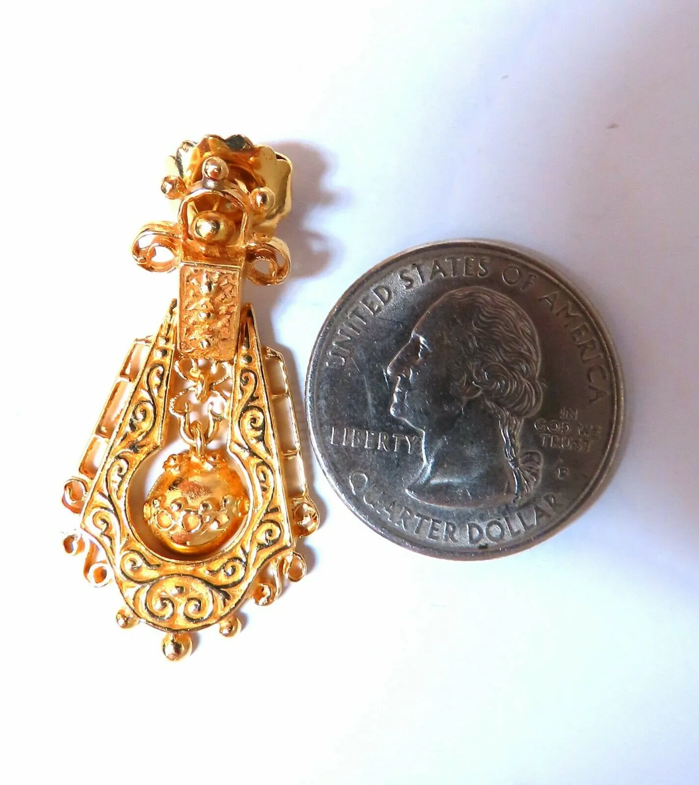 Gypsy Dangle Bohemian Deco Earrings 14kt Gold