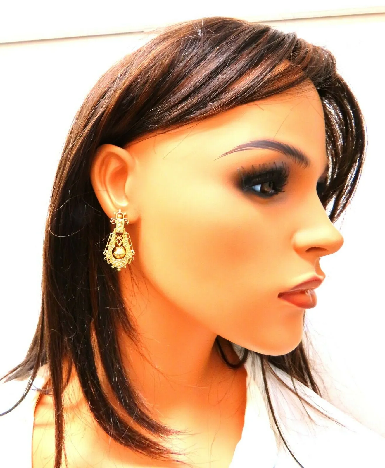 Gypsy Dangle Bohemian Deco Earrings 14kt Gold