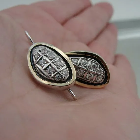 Hadar Designers Ring 9k Yellow Gold 925 Silver White Zircon Handmade 7,8,9,10(MS