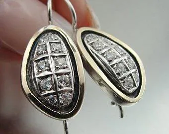 Hadar Designers Ring 9k Yellow Gold 925 Silver White Zircon Handmade 7,8,9,10(MS