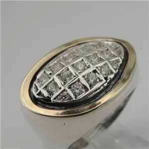 Hadar Designers Ring 9k Yellow Gold 925 Silver White Zircon Handmade 7,8,9,10(MS
