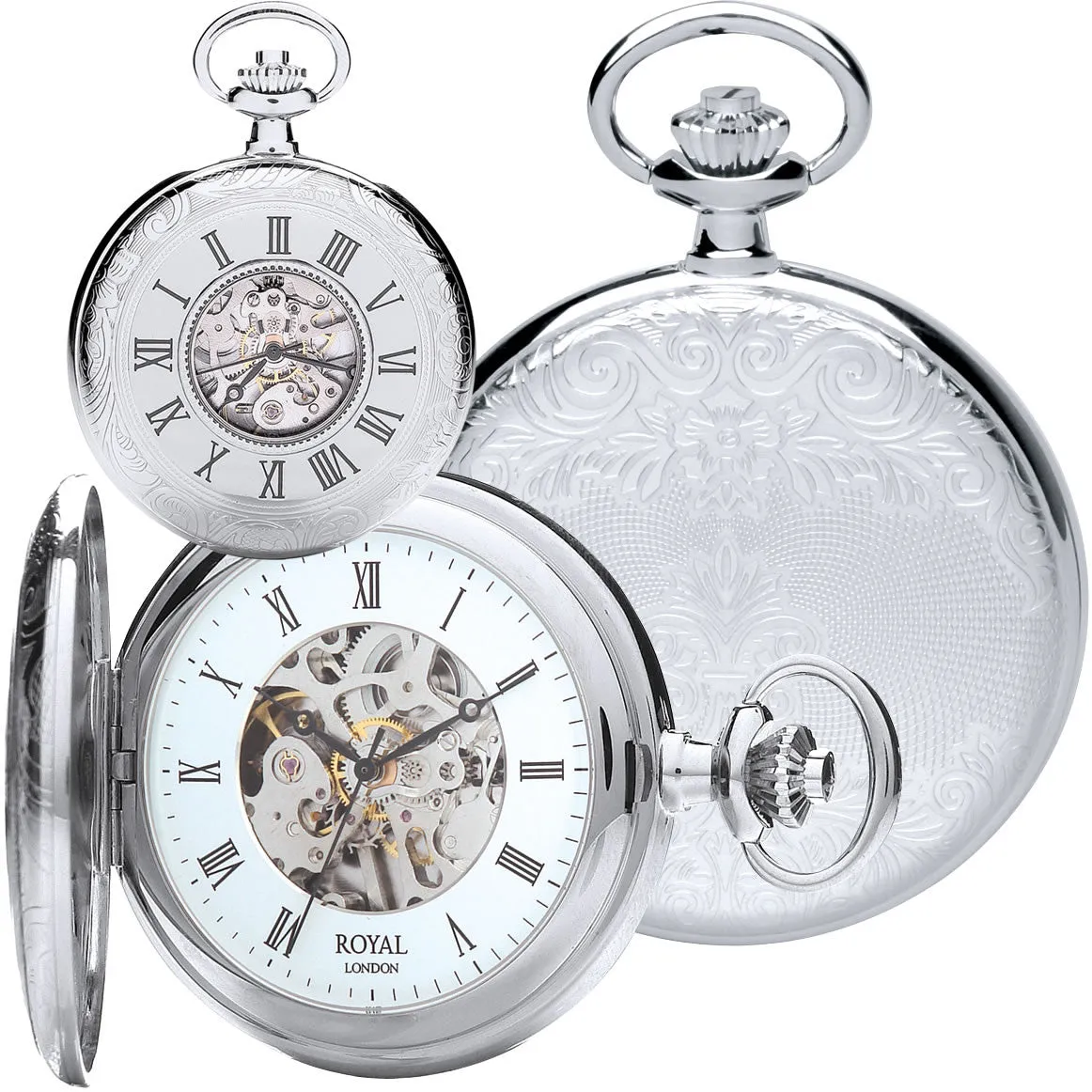 Half Hunter Silver Mechanical Pocket Watch – Timeless Classic Design