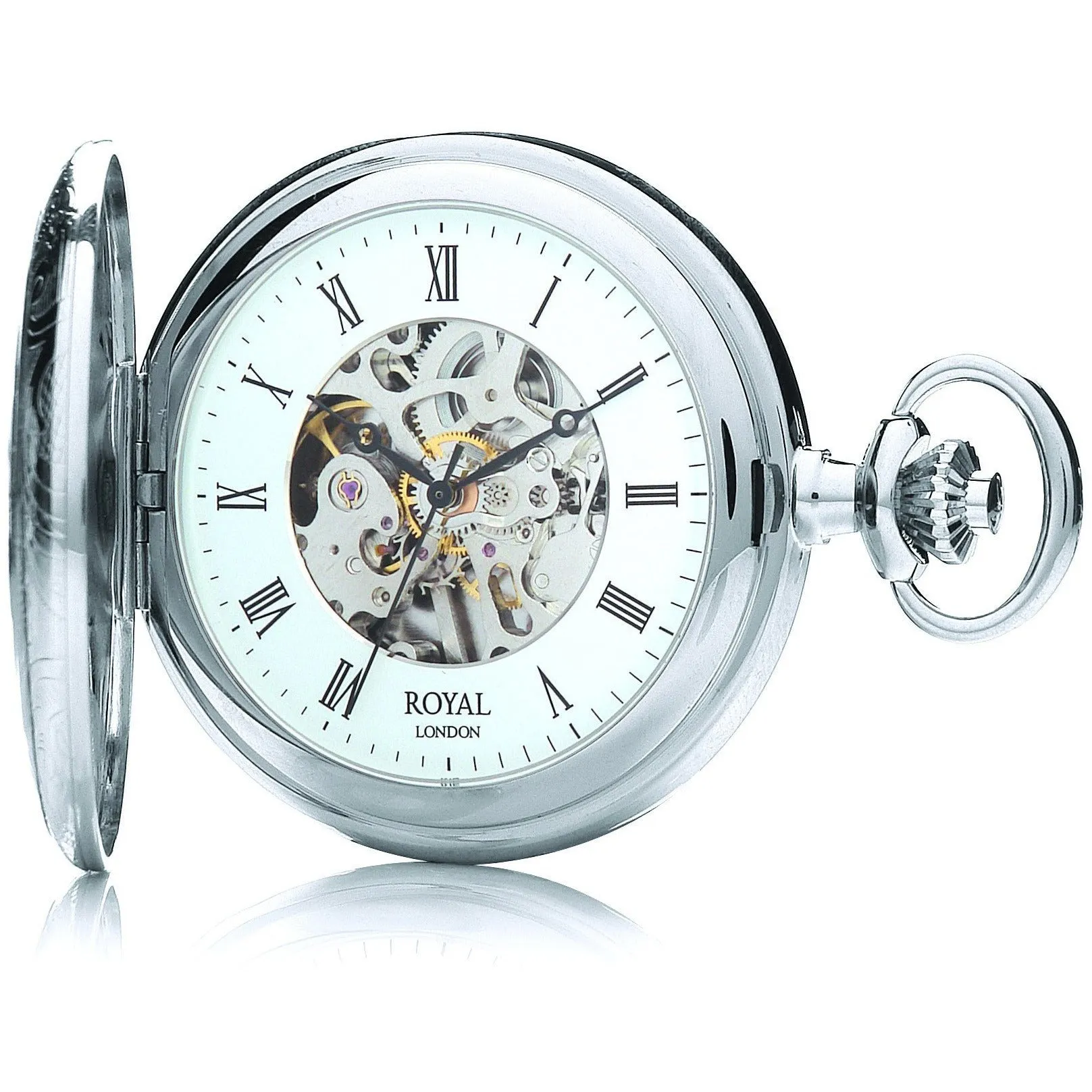 Half Hunter Silver Mechanical Pocket Watch – Timeless Classic Design