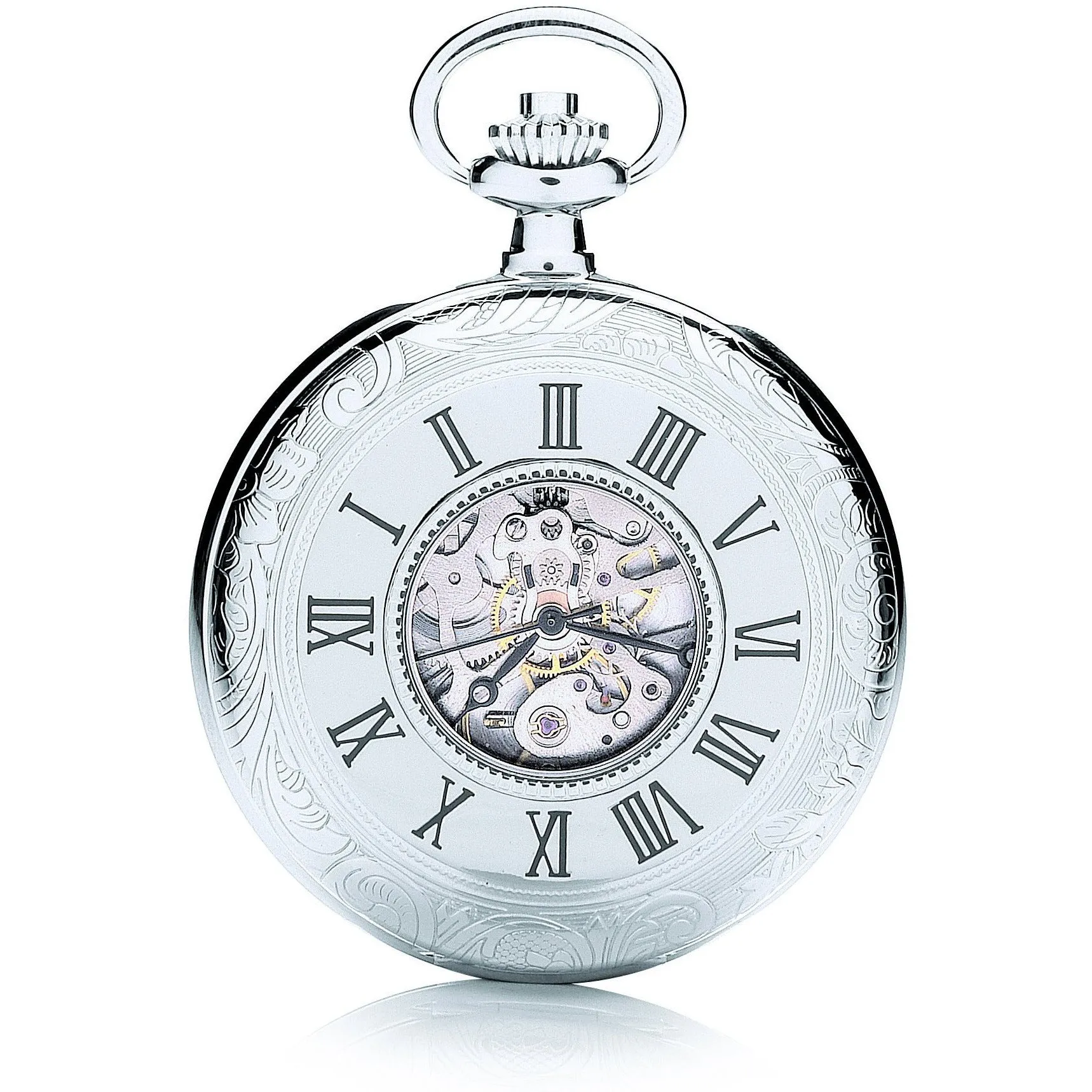 Half Hunter Silver Mechanical Pocket Watch – Timeless Classic Design