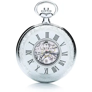 Half Hunter Silver Mechanical Pocket Watch – Timeless Classic Design