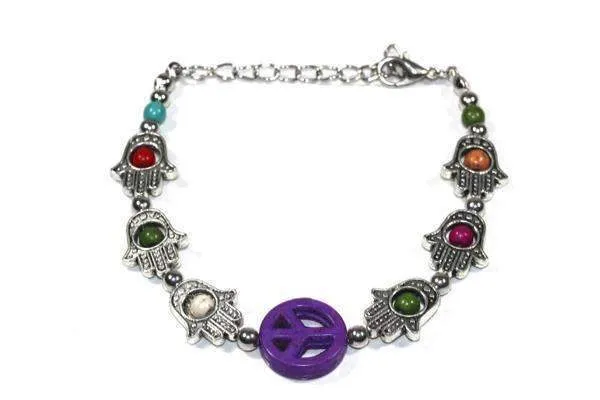 Hamsa Hands & Peace Bracelet