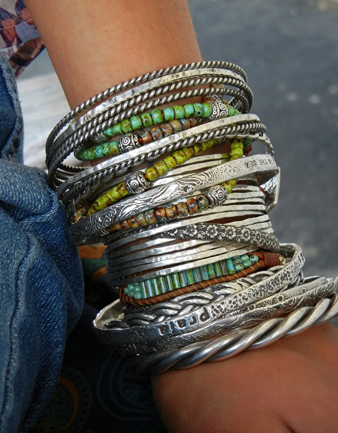 Handmade Sterling Silver Stacking Bracelets Cuff