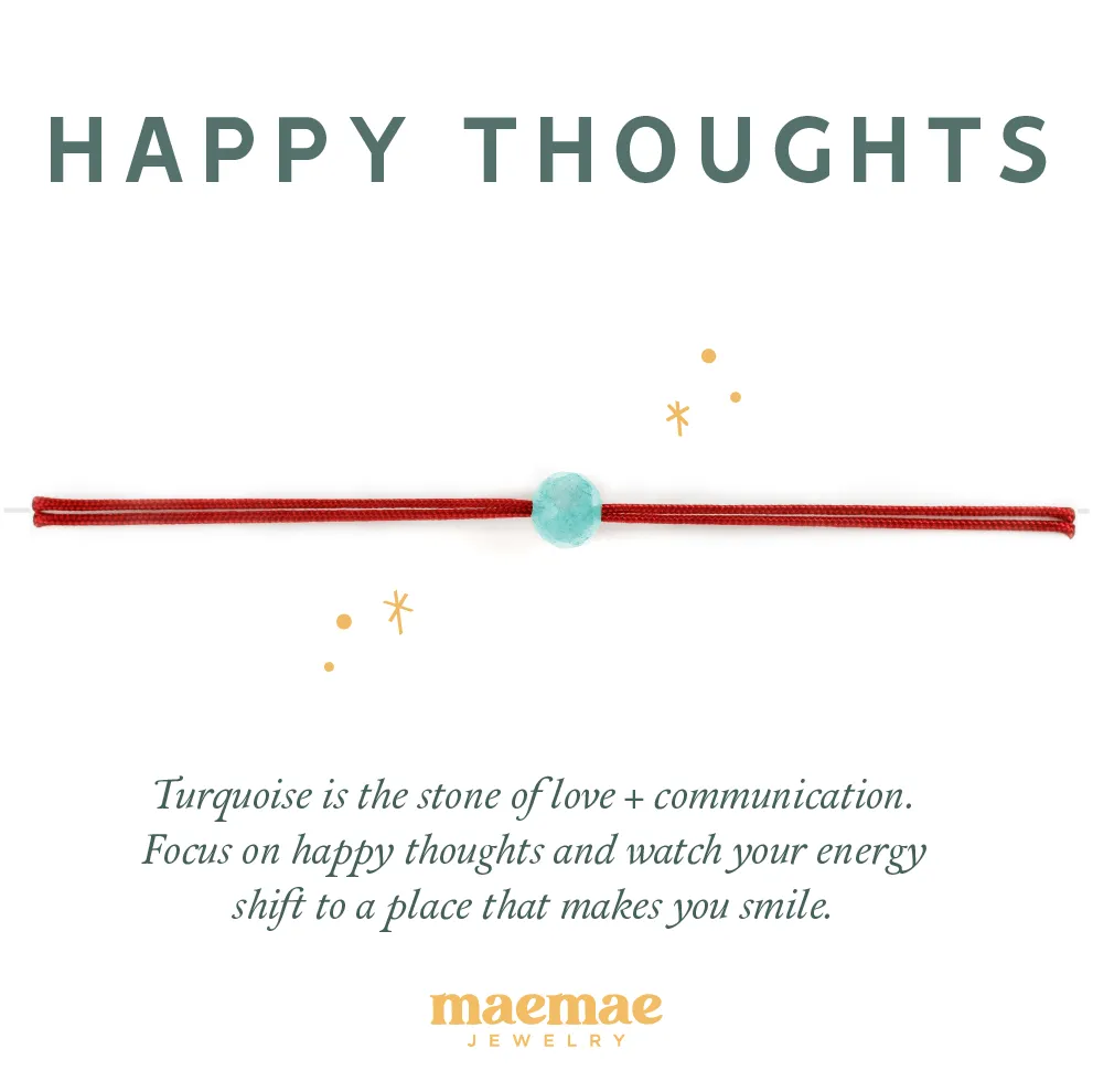 Happy Thoughts Turquoise Red String Bracelet