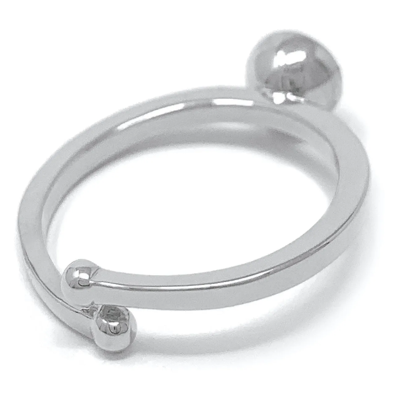 Harley Adjustable Ring with White Clear Round Crystals from Swarovski Silver Toned Rhodium Plated