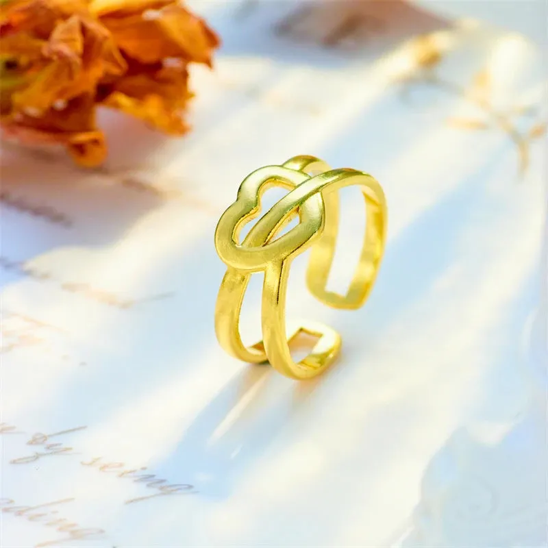 Heart Interwind Adjustable Ring Gold Plated AR55
