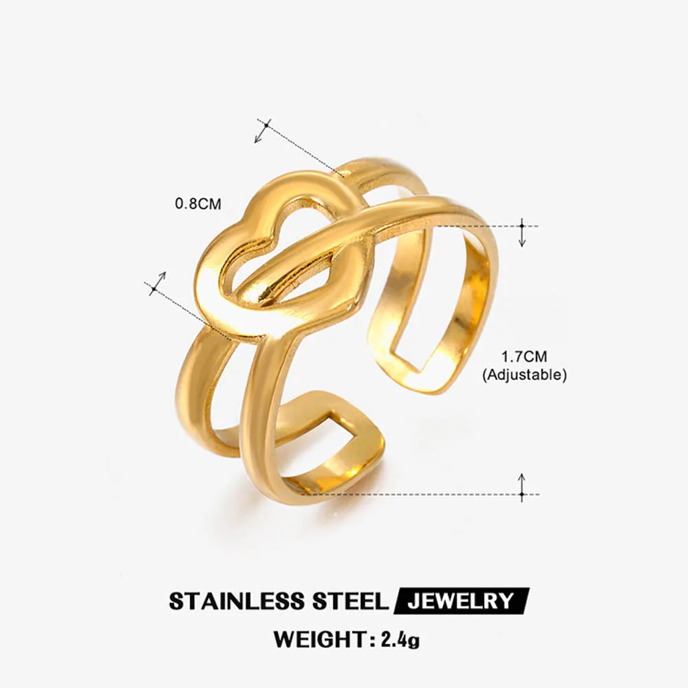 Heart Interwind Adjustable Ring Gold Plated AR55