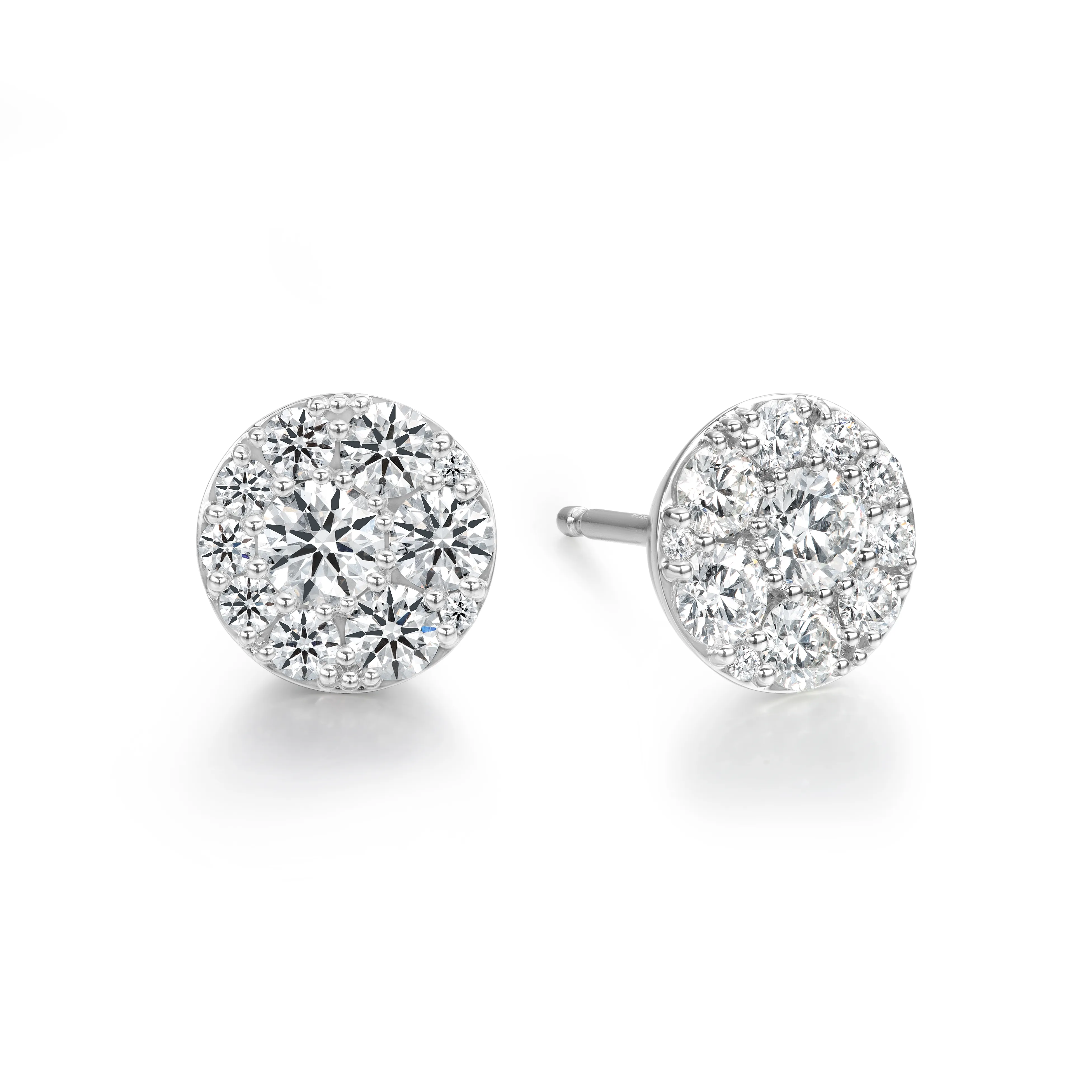 Hearts On Fire Tessa Circle 18k White Gold and Diamond Cluster Studs - .33ctw