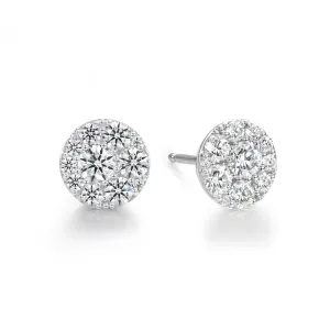Hearts On Fire Tessa Circle 18k White Gold and Diamond Cluster Studs - .33ctw