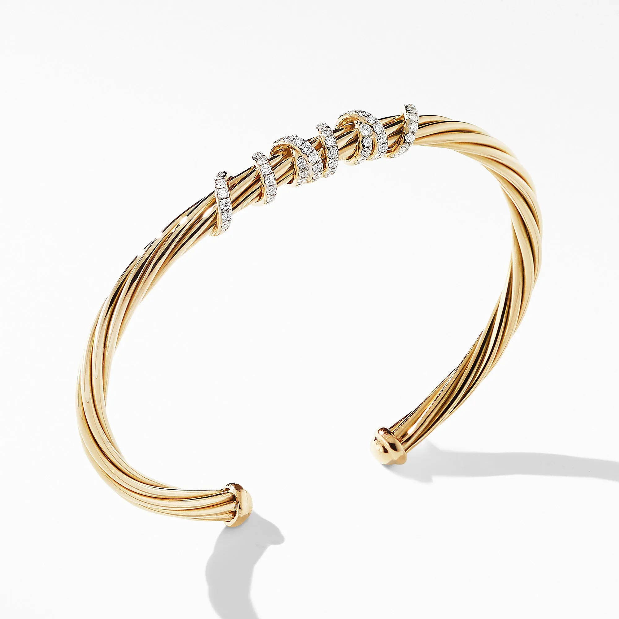 Helena Center Station Bracelet in 18K Yellow Gold with Diamonds, Size Medium