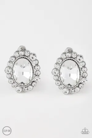 Hold Court White Paparazzi Clip-On Earrings