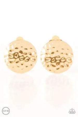 Hold The SHINE - Gold Clip-On Earrings