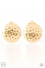 Hold The SHINE - Gold Clip-On Earrings