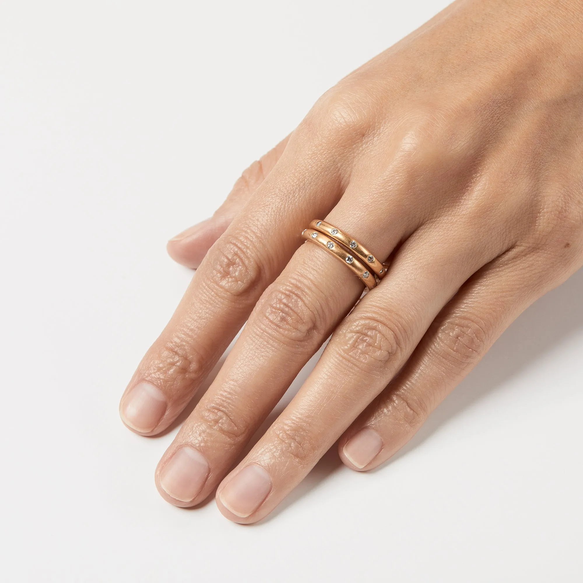 Hoopstock "Round" Diamond Band in 20K Peach Gold- 3mm