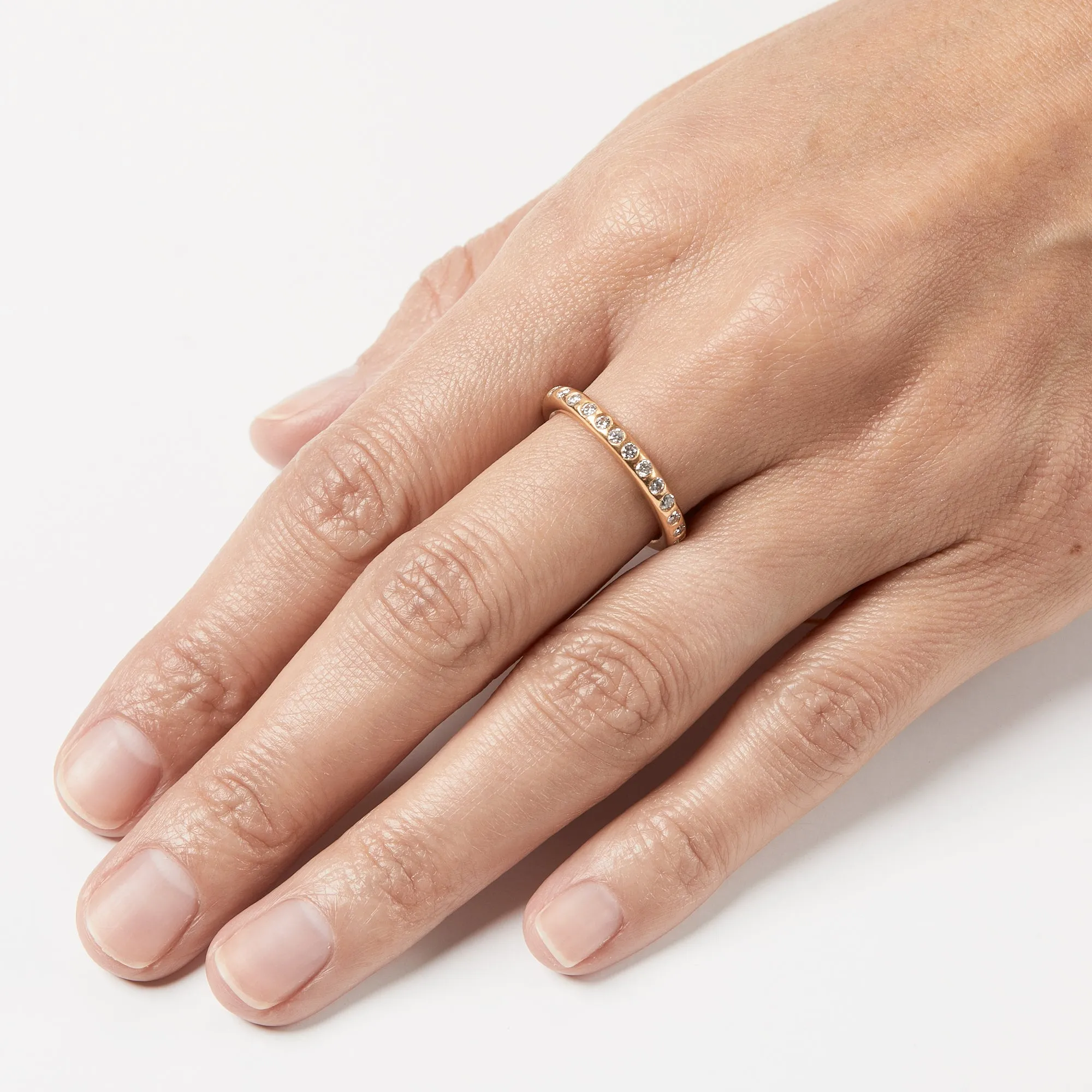 Hoopstock "Round" Diamond Band in 20K Peach Gold- 3mm