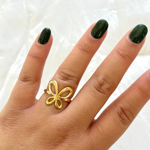 Hope Butterfly Adjustable Ring  Gold Plated AR38