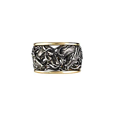 Horse Ring, Sculpted in Sterling & 18k Gold