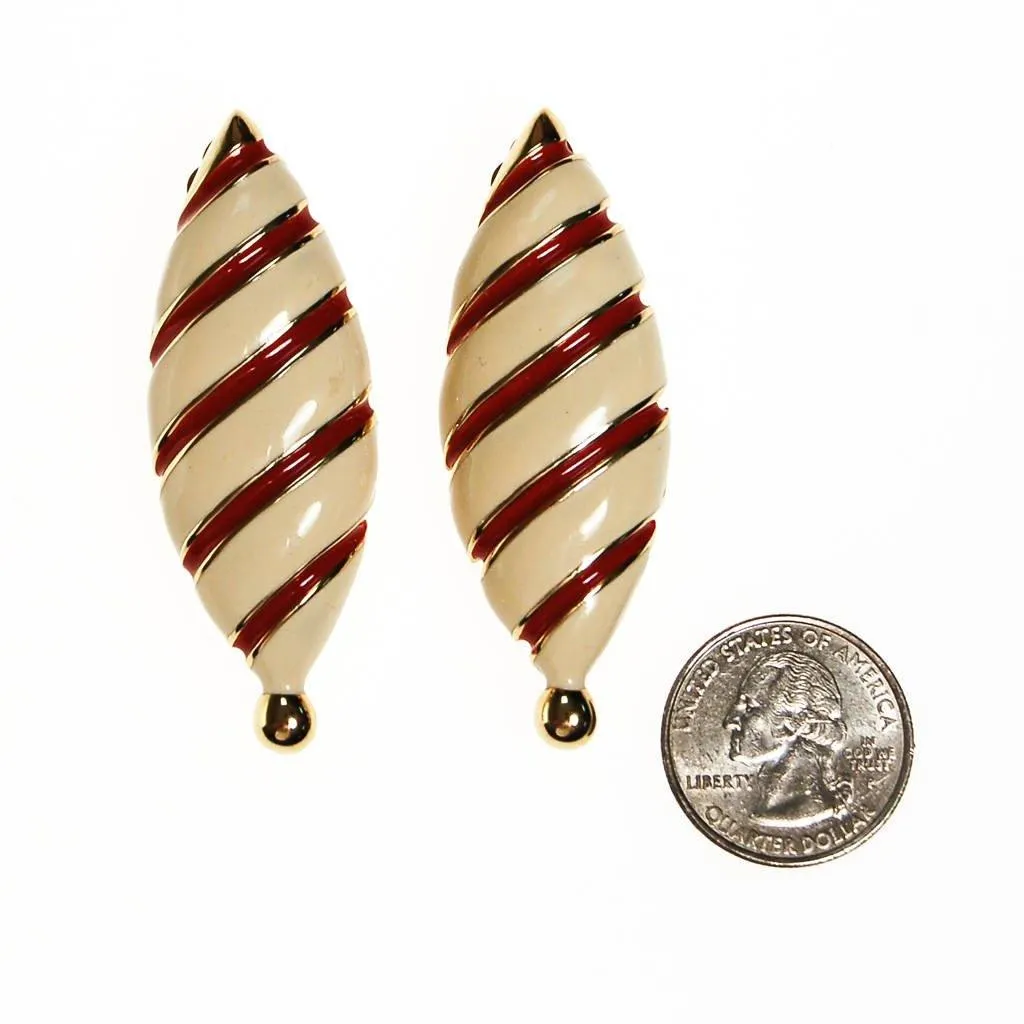 Huge Red, Cream and Gold Statement Earrings