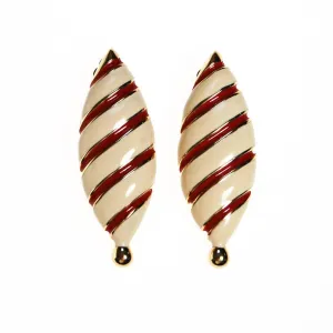 Huge Red, Cream and Gold Statement Earrings