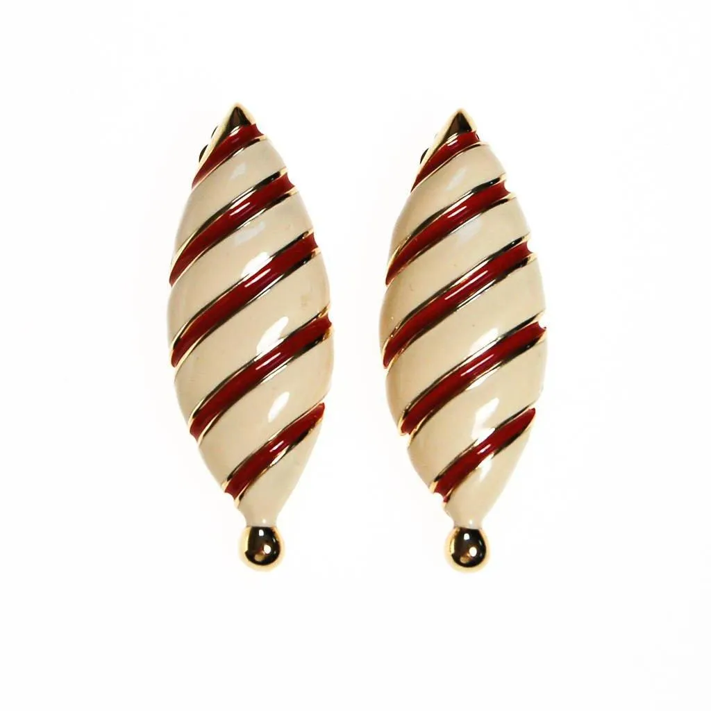 Huge Red, Cream and Gold Statement Earrings