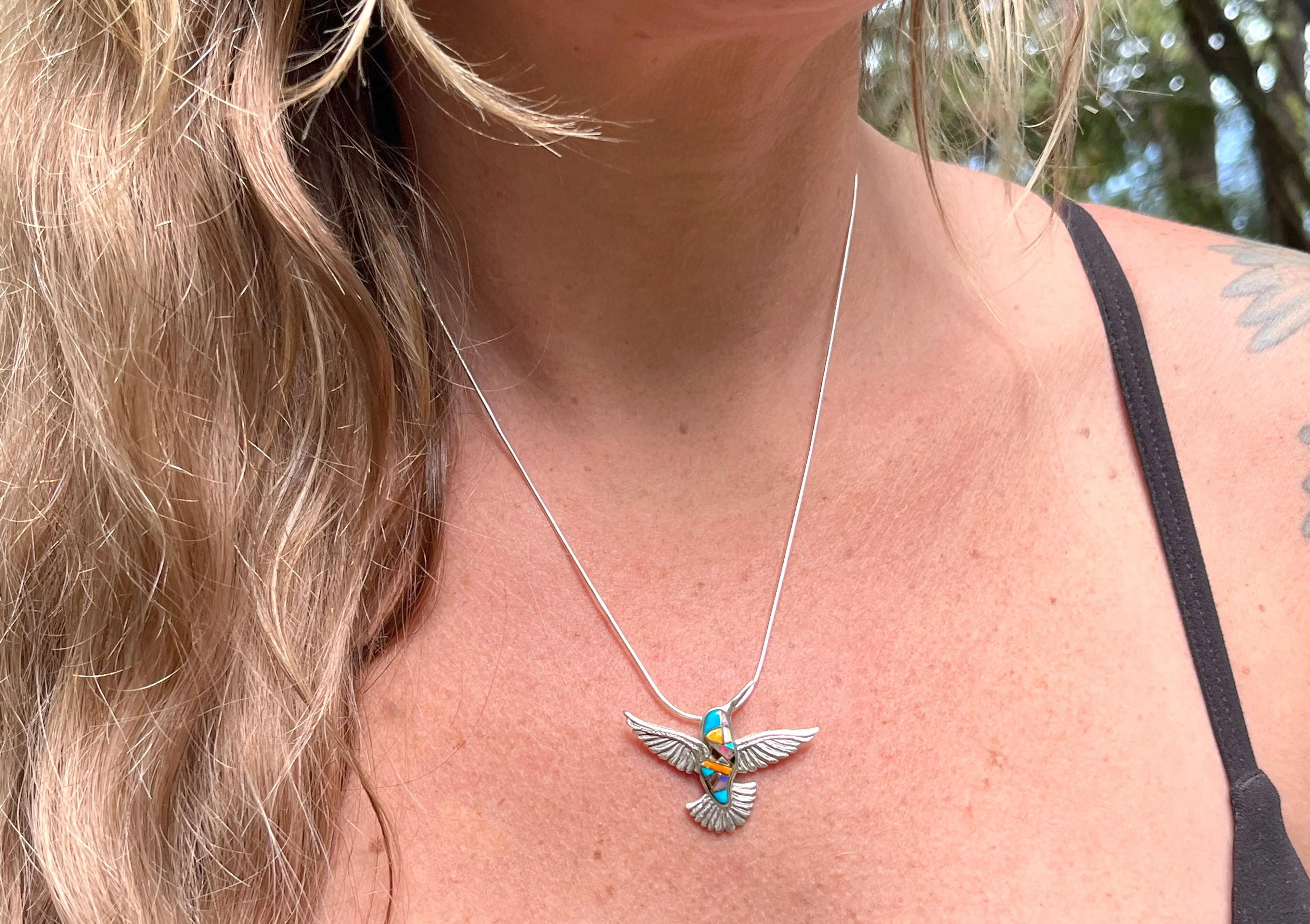 Hummingbird Inlay Necklace
