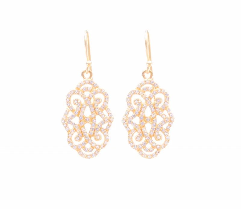Infinite Love Drop Earrings with White Topaz Pave, Rose Gold