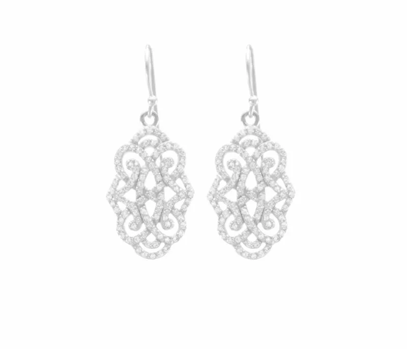 Infinite Love Drop Earrings with White Topaz Pave, Rose Gold