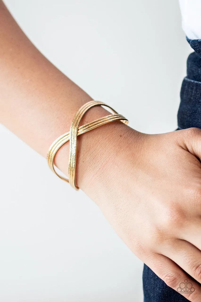 Infinitely Iridescent Gold Paparazzi Bracelet