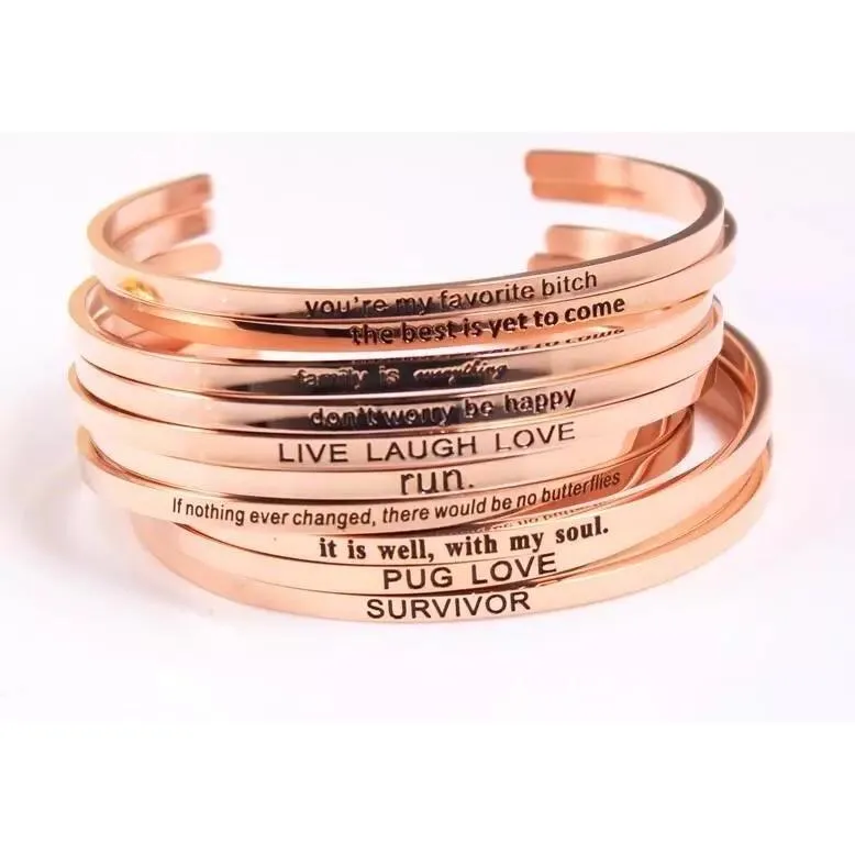 Inspirational Cuff Bracelet -- 5 Saying Choices!
