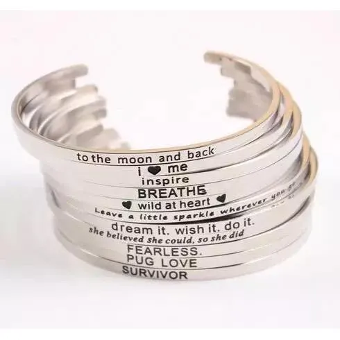 Inspirational Cuff Bracelet -- 5 Saying Choices!