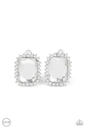 Insta Famous White Paparazzi Clip-On Earrings