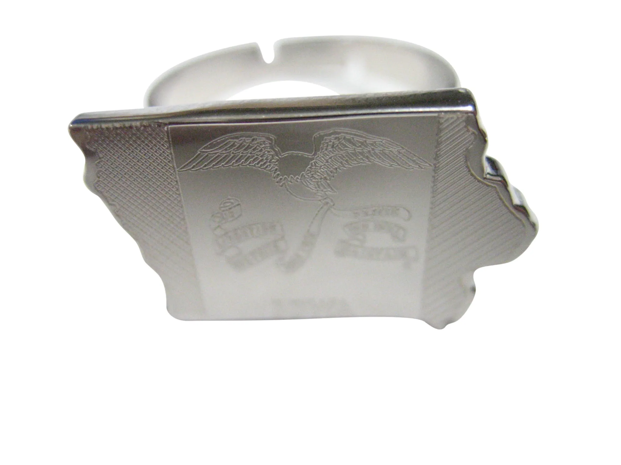 Iowa State Map Shape and Flag Design Adjustable Size Fashion Ring